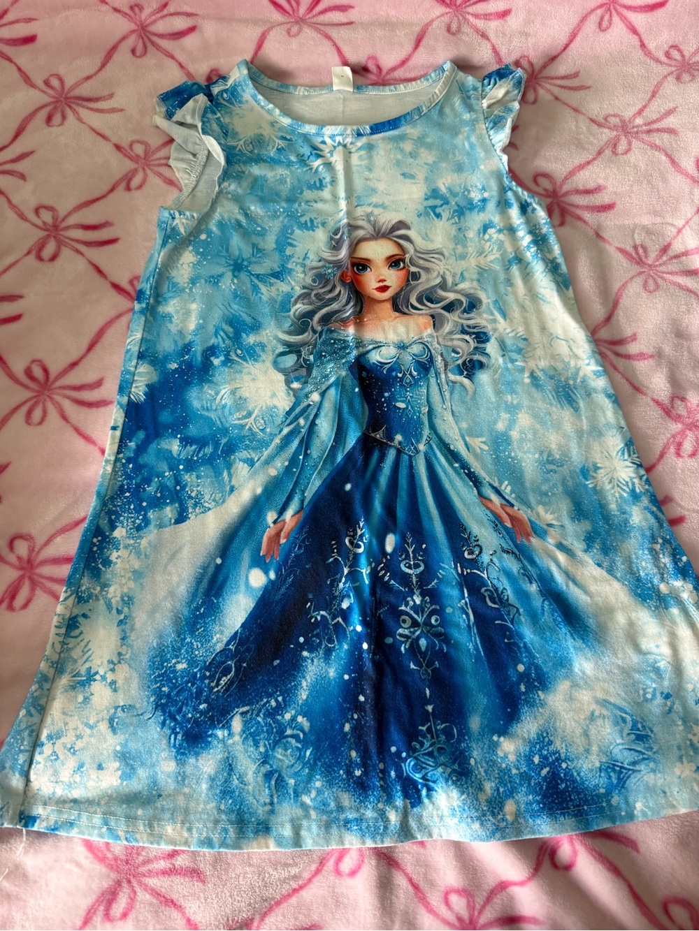 SHEIN Blue Snow Princess Kids Nightgown